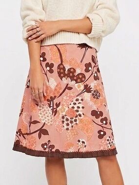 PERSAMAN NEW YORK Pink Floral A-Line Skirt